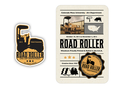 Road Roller Postcard & Sticker Design