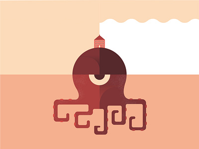 Octopus island geometric geometry house illustrate illustration illustrator island nature ocean octopus