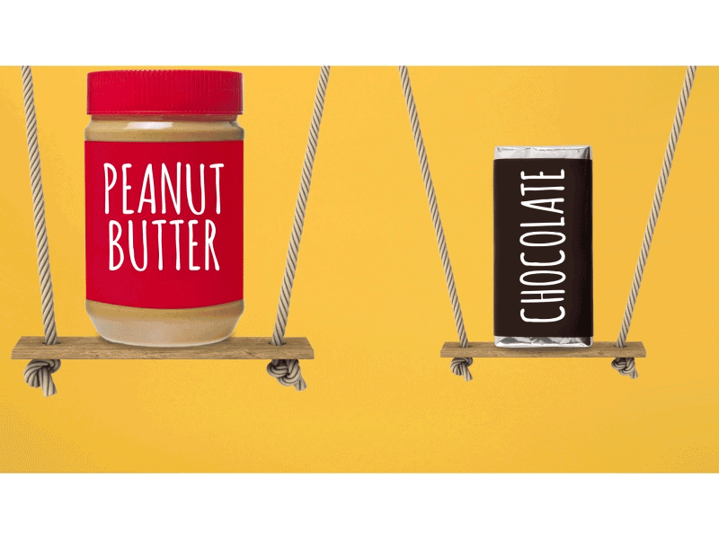PB & CHOCOLATE PLAY WELL TOGETHER after effects animation chocolate first dribbble food gif animation hello hello dribbble peanut butter photoshop swings