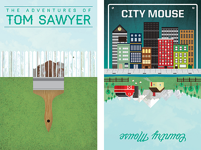 BCT CHILDREN'S THEATRE POSTERS city city mouse country country mouse cover illustration poster theatre tom sawyer