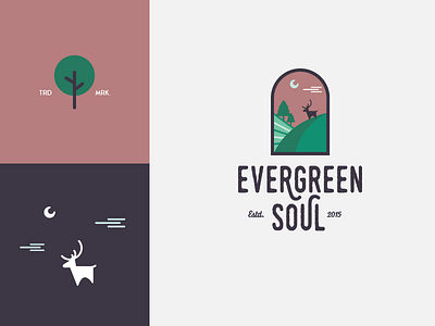 Evergreen Soul color exploration branding deer evergreen green icon identity mark outdoors soul tree visual identity visual language