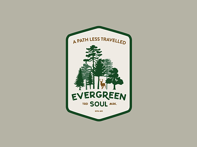 Evergreen Soul badge concept badge branding deer green icon identity mark outdoors tree vintage visual identity visual language