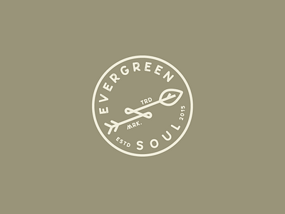 Evergreen Soul final brandmark arrow branding brandmark camping green icon leaf logo mark outdoors seal