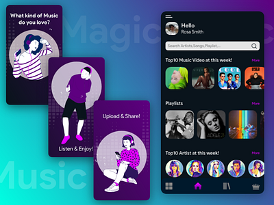 MAGICMUSIC app design application design music musicapp ui uidesign
