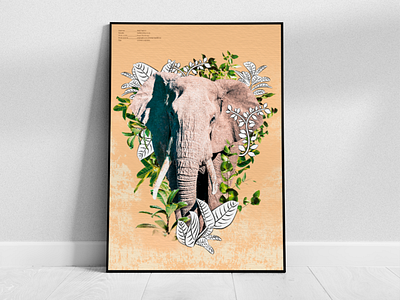 Elephant collage print