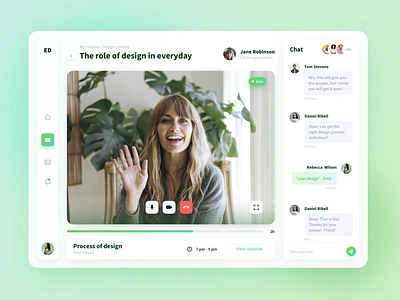 E-Learning platform application chat clean clean ui crm design e learning education flat lesson light minimal ui ux web webcam