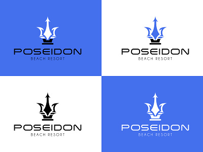 Poseidon, beach resort aquarium branding design flat graphic icon illustration logo resort vector