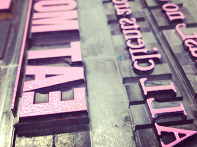 Letterpress Inked burobraaf ink inked letterpress letters pink print