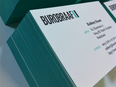 BUROBRAAF business cards black burobraaf business card colored colored cut cut embossed letterpress pms 570 printing