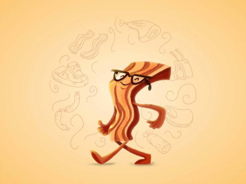 Rogie's Bacon animated animation bacon cycle gif rogie walk
