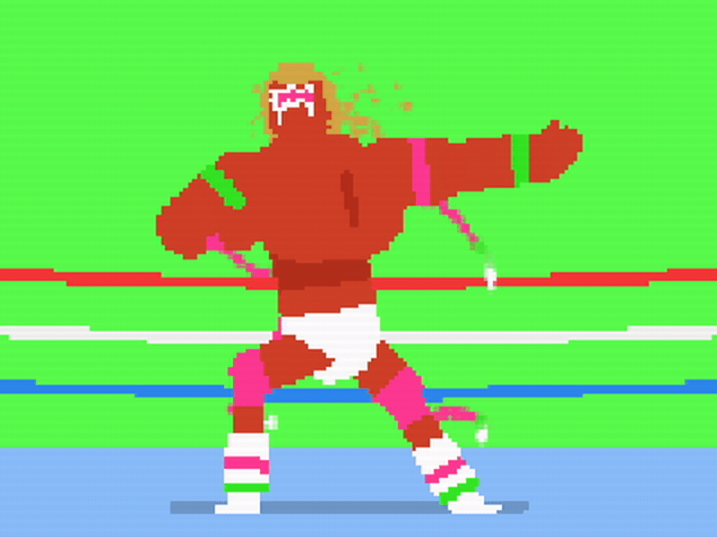 Ultimate Warrior 8-bit animation character game ultimate video warrior wcw wrestling wwe wwf
