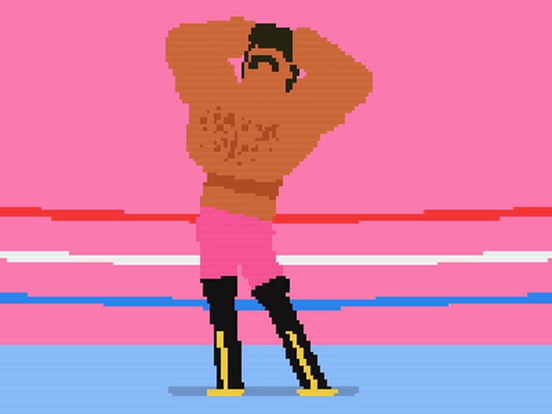 Ravishing Rick Rude 8 bit animation character ravishing rick rude wcw wrestling wwe wwf