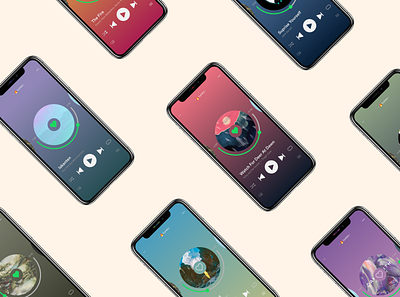 Spotify UI Concept app app design application blue color design app gradient gradients green music pink red spotify ui ux ui design uidesign uiux ux ux design