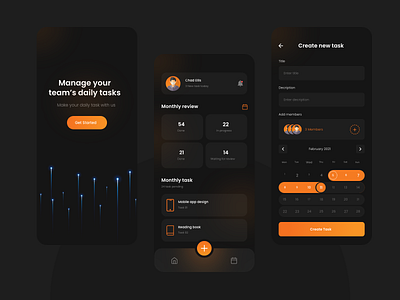 Task Manager Mobile App dark app dark theme design mobile app mobile app ui ux task manager app ui ui ux