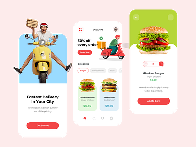 Food Delivery UI add to cart animation app ui burger concept design delivery food food deivery food listing free free stuffs home page mobile app onboarding online food online shoping order now ui ux ui ux ux ui ux