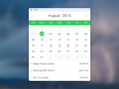 Calendar by Aaron Cui on Dribbble