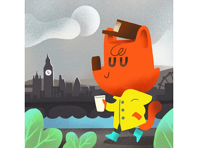 London adventure animal art bigben character city coffee cute design digitalart drawing england illustration landscape london squirrel tourist travel