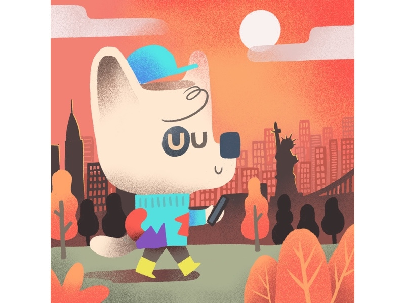 New York drawing art design digitalart illustration cute animal landscape sunset character adventure statueofliberty city travel tourist fox usa newyork