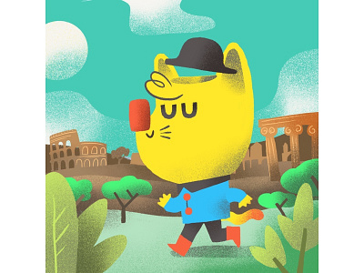 Rome adventure animal art cat character city colosseum cute design digitalart drawing illustration italy landscape palatinehill rome tourist travel yellow