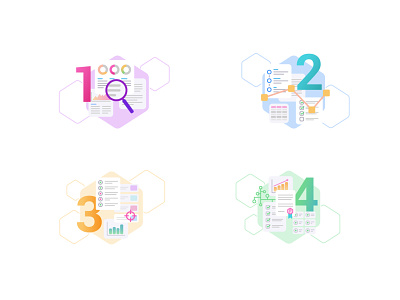 Steps icons branding corporate flat icon illustration vector