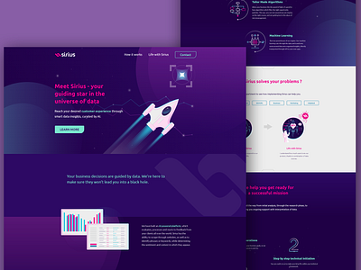 Data Analytics Landing Page corporate design illustration space spaceship star uiux uiuxdesign web web design website