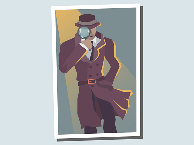 The Detective corruption detective flat illustration investigator noir retro
