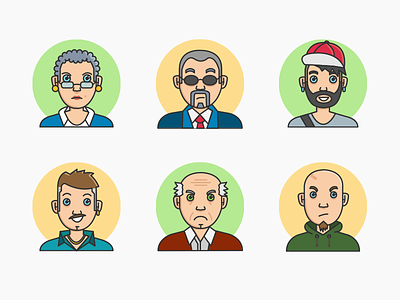 Character portraits characters faces flat icon illustration outline portraits vector