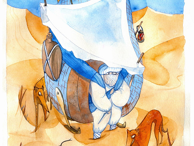 Desert fairytale illustration water color