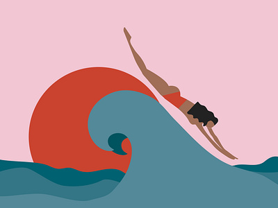 Dive & be wild daily illustration sea woman