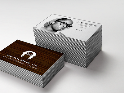 Chanelle Henry Business Cards v.10 alchemist black and white branding business cards glasses minimal photography user experience ux women wood writer