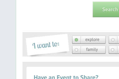 Events Website buttons search website website design