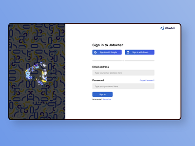 New Jobwher Sign In Page Design