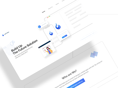 Let's Dev Landing Page Design adobe xd blue branding design flat illustration landing landing page landing page design layout minimal minimalism typography ui uiux vector web website white