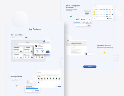 Jobwher "Our Features" Section. adobe xd blue branding clean design flat grey illustration minimal minimalism smooth typography ui uiux web webdesig