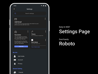 Settings Page :: Daily UI 007