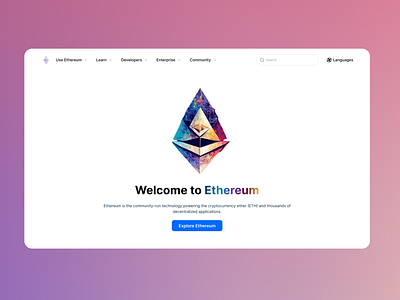 Ethereum Landing Page 3d bitcoin branding clean ui crypto crypto currency design ethereum illustration logo ui uiux vector web