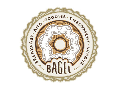 Bagel Logo bagel breakfast crest gold hand drawn illustration logo organic