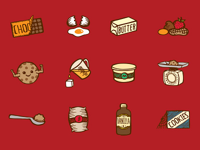 Otis Icons colorful cookies cute food hand drawn ingredients