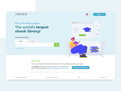 Online Library Landing Page brazil design flat illustration interface landing page library redesign ui ui design ux web webdesign