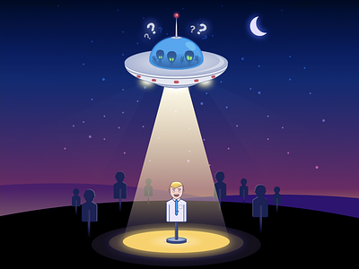 Trick the Aliens aliens flying saucer illustration onboarding onboarding illustration