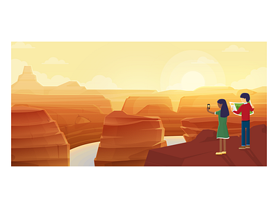 Sightseeing design grand canyon illustration onboarding sightseeing tourist vector