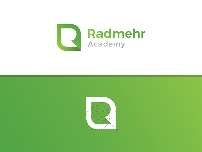 Radmehr Academy Logo academy art brand brand design brand identity branding clean design green illustration lettering logo logo design minimal visual identity