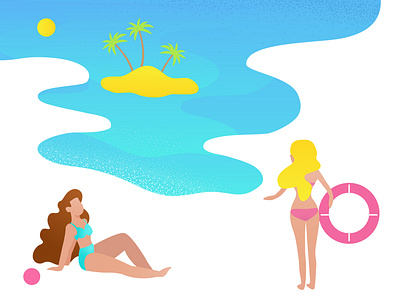 Summer holidays simple sketch бирюзовый вектор векторная иллюстрация голубой иллюстрация книгопечатание море океан остров пальмы песок пляж