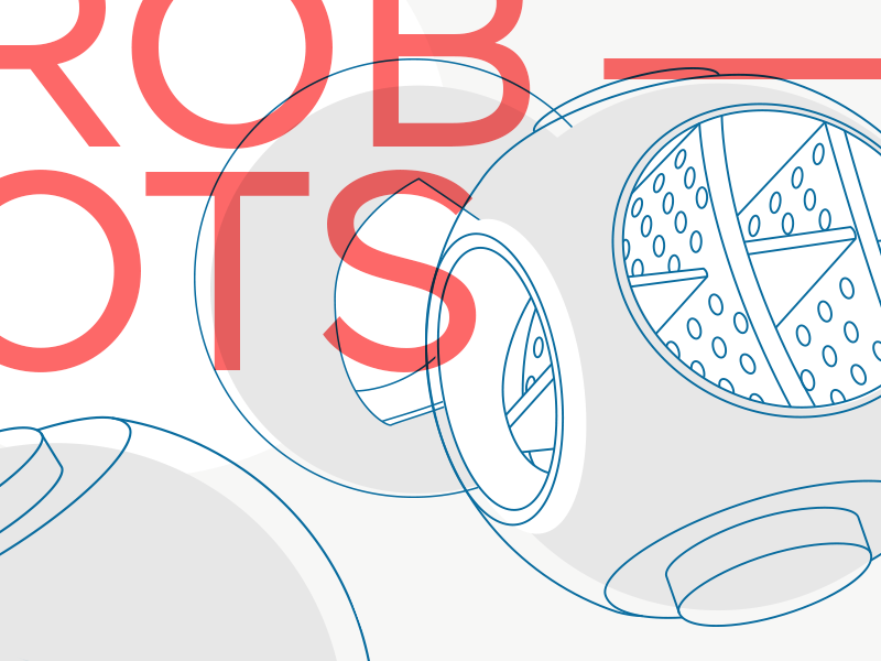 ROB—OTS overprint typography ball line robot futurism illustration magazine