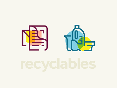 Trendy Recyclables #2 eco icon outline package paper plastic recycle