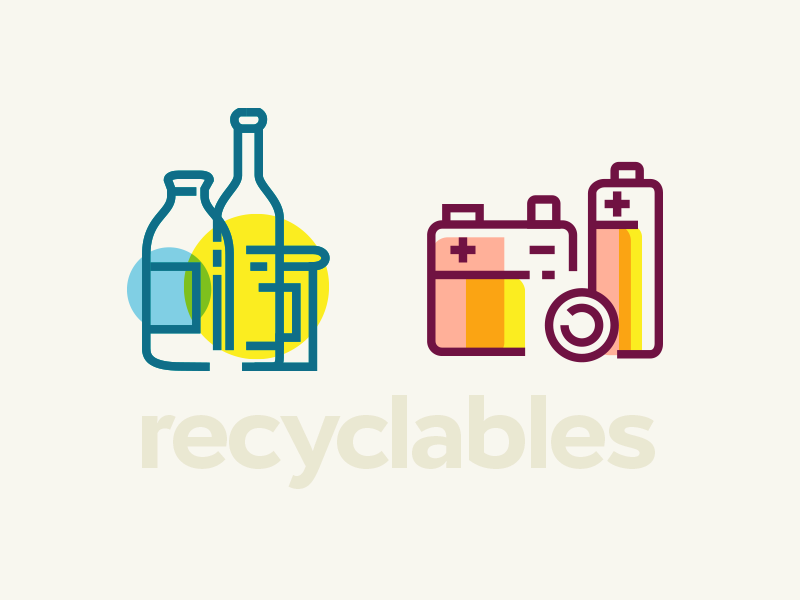 Trendy Recyclables #3 outline icon power battery jar bottle glass recycle eco