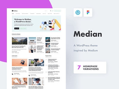 Median - a WordPress theme like Medium blog clean homepage medium minimal web design website wordpress wordpress theme