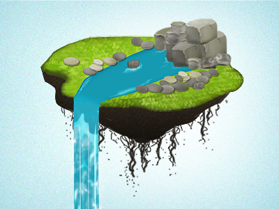 Waterfall dream illustration sky stones water waterfall