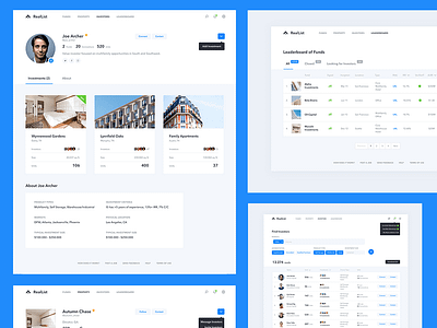 RealList - AngelList for Real Estate clean dashboard dashboard design financial app investing investor minimal property real estate search search bar social app social network ui user profile web app website