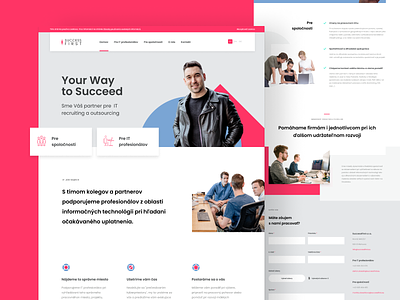 Recruitment Company Homepage clean grid layout homepage landing minimal pink recruitment red site tech web website